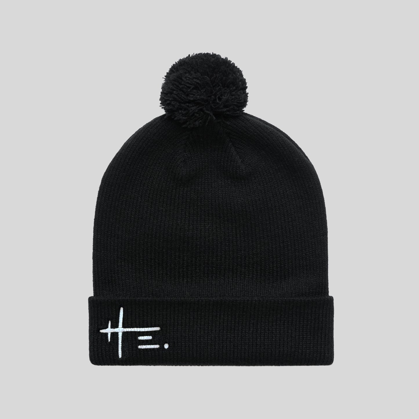 Embroidered Pom Pom Beanie