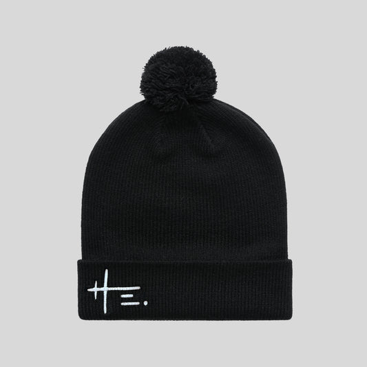 Embroidered Pom Pom Beanie