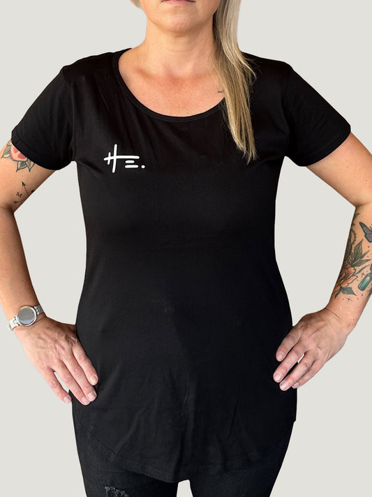 Women's HE. Logo Tee in Black