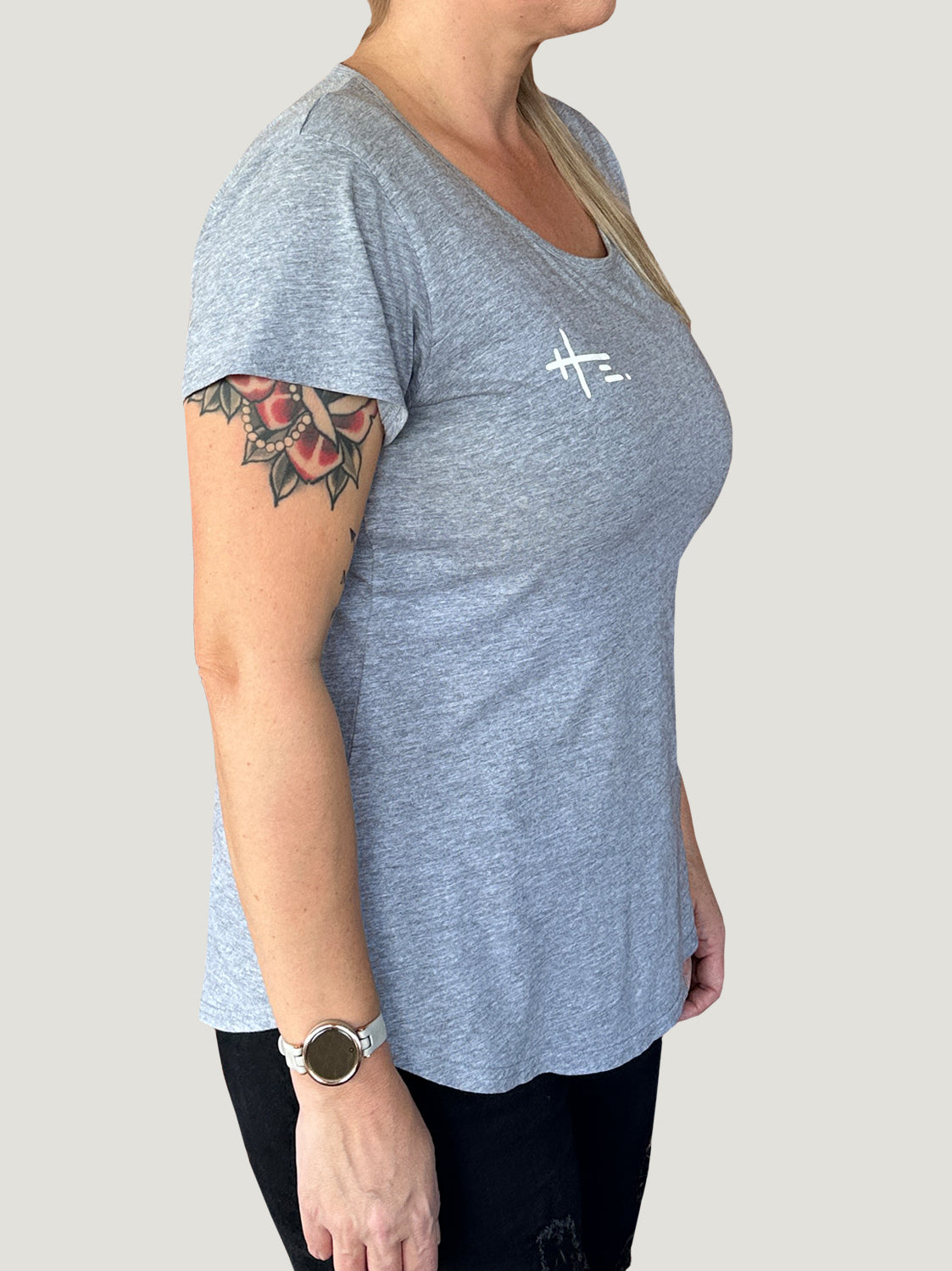 Women's HE. Logo Tee in Grey